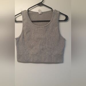 Yogalicious Ribbed Cropped Tank Top - Light Gray